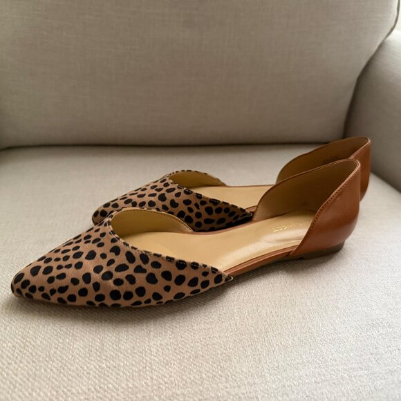 Nine West Shoes - Nine West Tan Leopard Print D'Orsay Flats